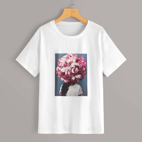 

Floral And Figure Print Tee