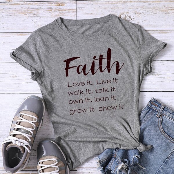 

Slogan Graphic Round Neck Tee, Grey