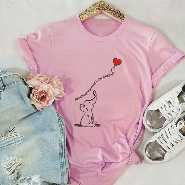 

Slogan And Elephant Print Tee
