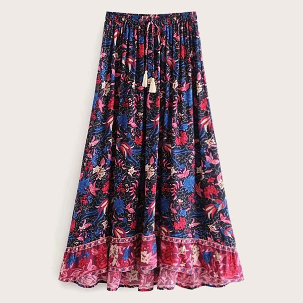 

Phoenix And Ditsy Floral Print Elastic Waist Skirt