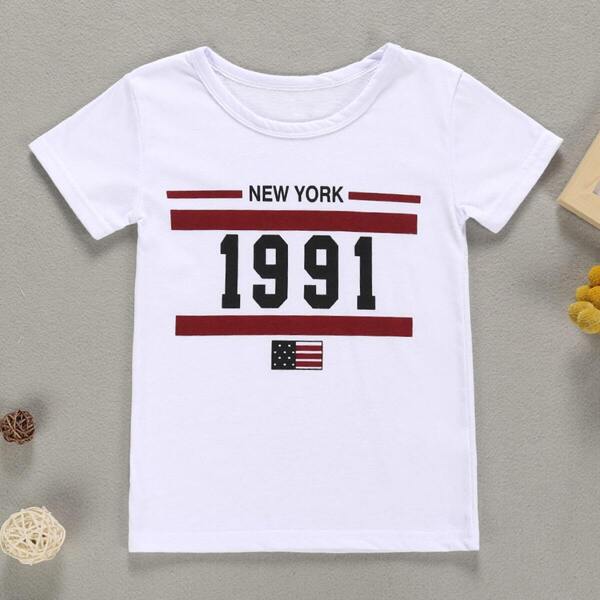 

Toddler Girls Star Stripe & Letter Print Tee