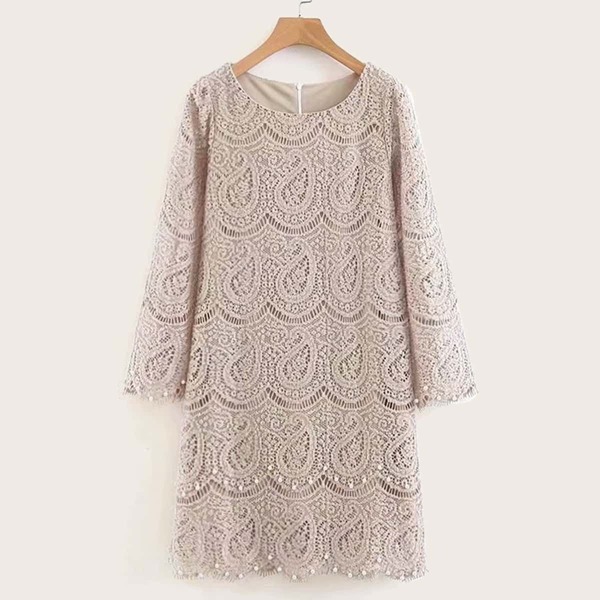 

Pearls Beaded Guipure Lace Tunic Dress