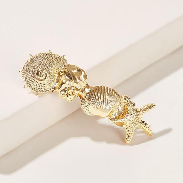 

Shell & Starfish Decor Hairpin, Gold