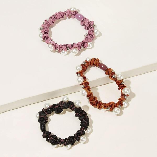 

Faux Pearl Decor Scrunchie 3pcs, Multicolor