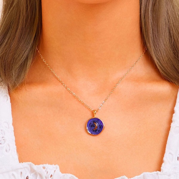 

Moon Decor Disc Charm Chain Necklace 1pc, Multicolor