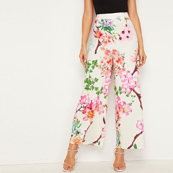 

Floral Print Wide Leg Pants, Multicolor