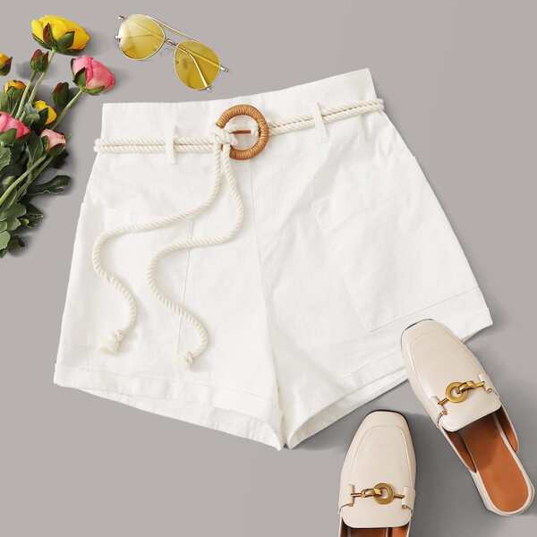 

Frill Waist Shorts With O-ring Belt