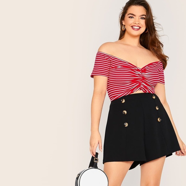 

Plus Zip Back Double Buttoned Tailored Shorts