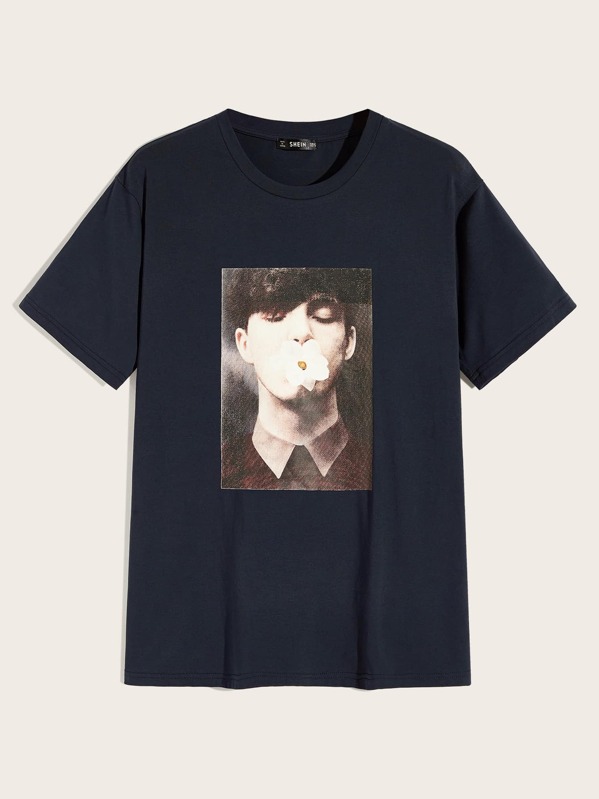 

Men Figure Print Tee, Navy
