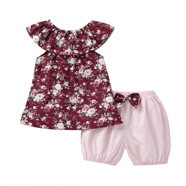 

Toddler Girls Ditsy Floral Ruffle Blouse & Bow Front Shorts