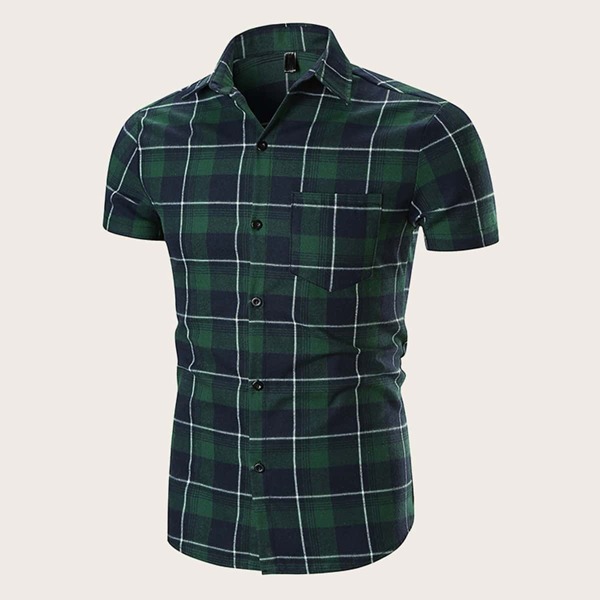 

Men Plaid Pocket Front Overshirt