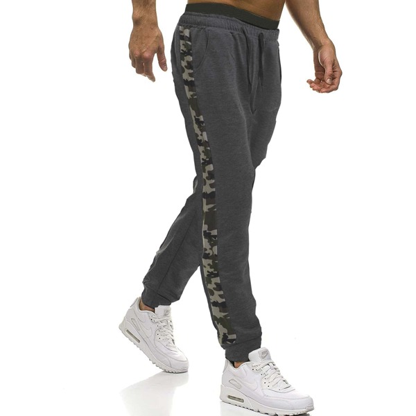

Men Drawstring Waist Camo Print Side Pants