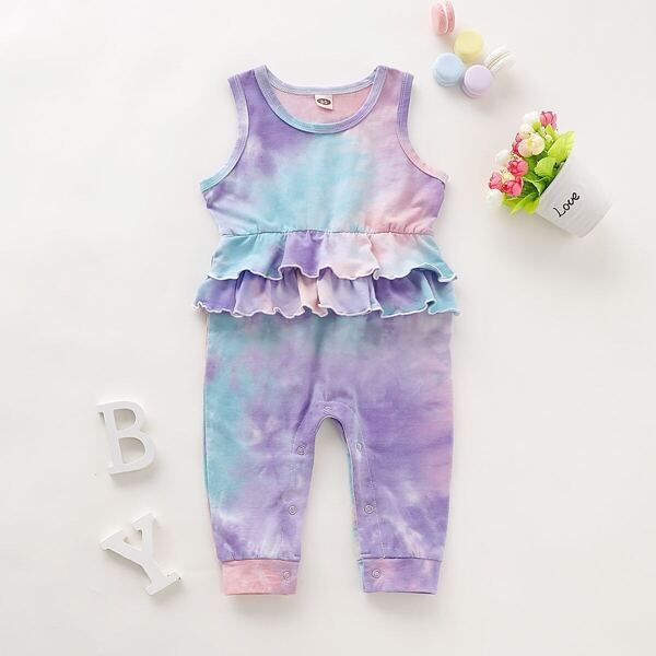 

Baby Girl Tie Dye Peplum Tank Jumpsuit
