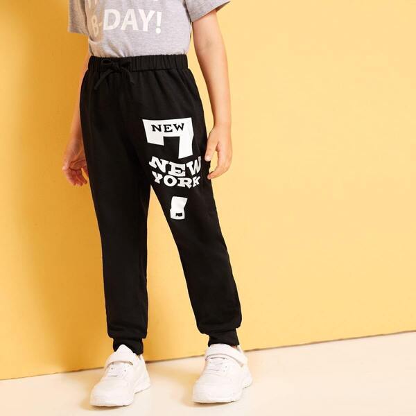 

Toddler Boys Letter Print Drawstring Waist Sweatpants
