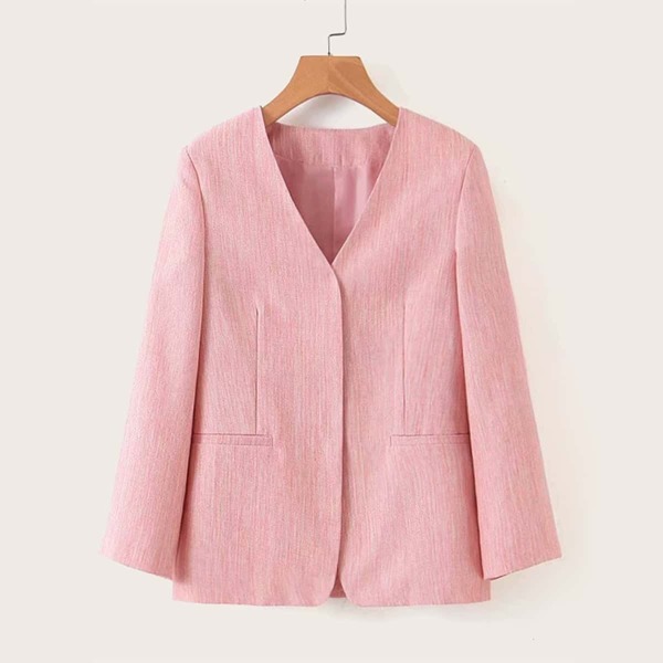 

V-neck Dual Pockets Space Dye Blazer
