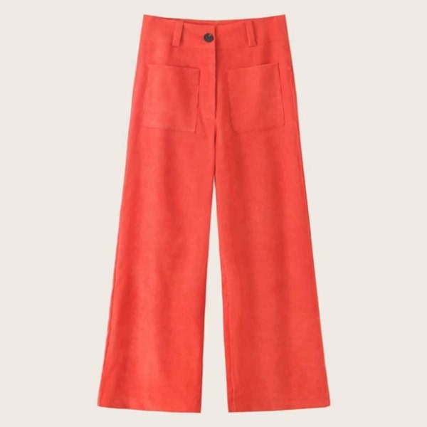 

Solid Dual Pockets Straight Leg Pants