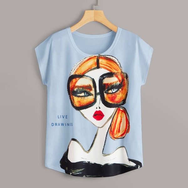 

Figure And Letter Print Tee