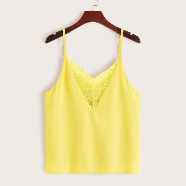 

Contrast Lace Solid Cami Top