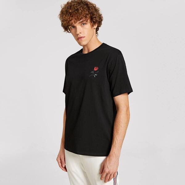

Men Floral & Knife Print Top, Black