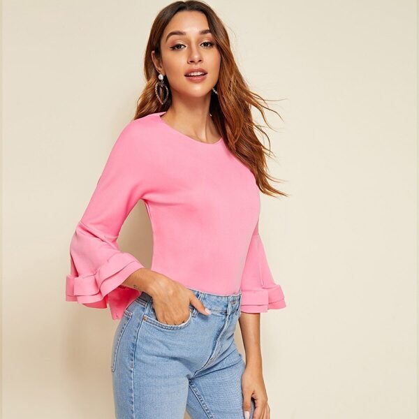 

Solid Flounce Sleeve Top