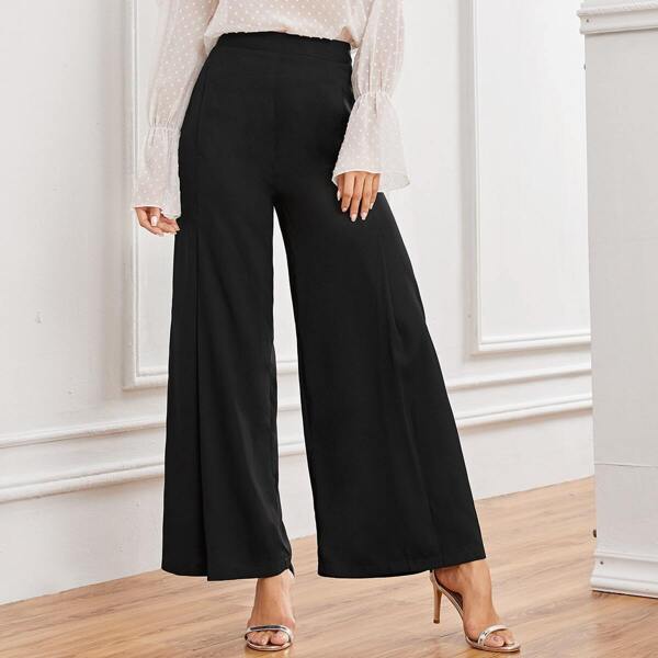

Solid Zip Side Wide Leg Pants