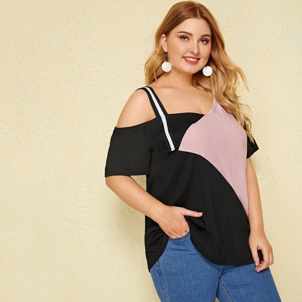 

Plus Cold Shoulder Colorblock Tee