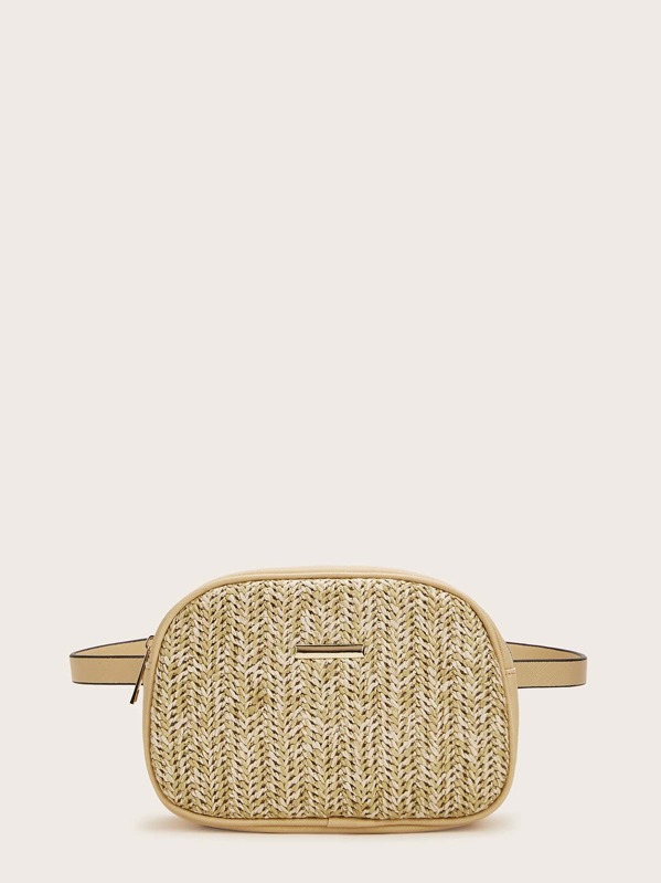 

Woven Detail Fanny Pack, Beige