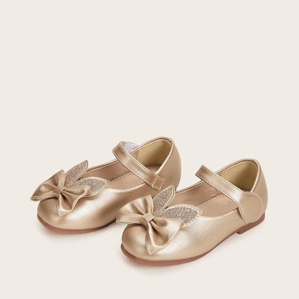 

Toddler Girls Glitter Ear Bow Decor Flats, Gold