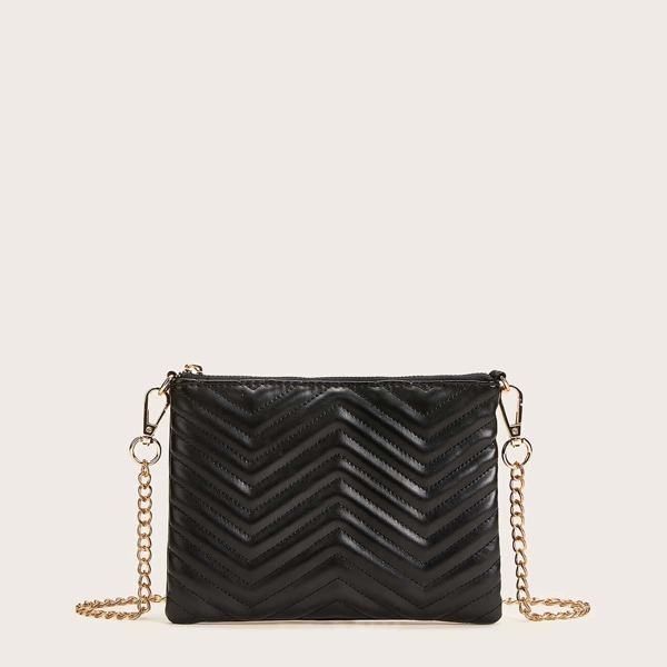 

Chain Strap Chevron Pattern Crossbody Bag