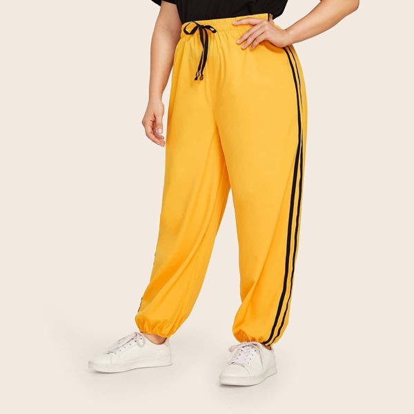 

Plus Side Drawstring Waist Sweatpants, Yellow