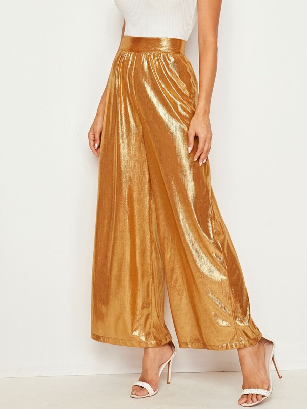 

Wide Band Waist Wide Leg Pants, Yellow, Juliana
