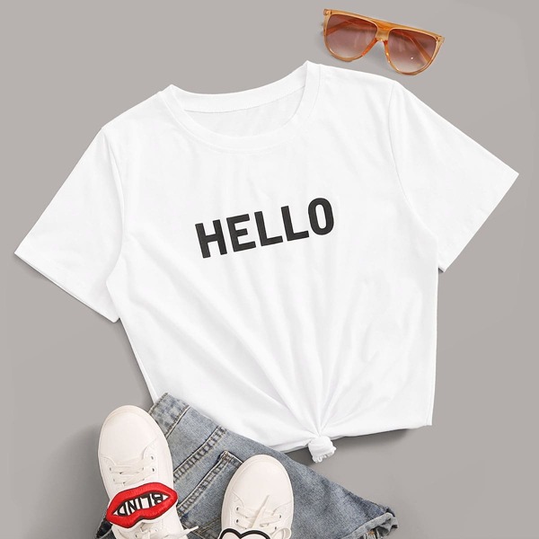

Letter Graphic Round Neck Tee, White