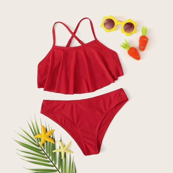 

Girls Hanky Criss Cross Adjustable Strap Bikini Set
