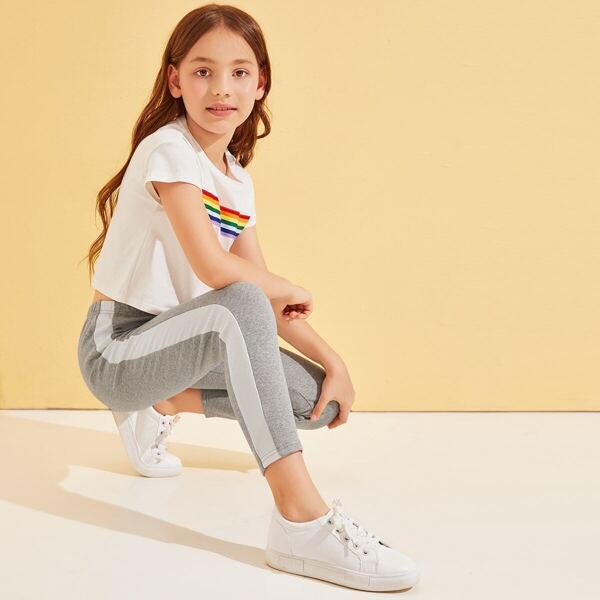 

Girls Side Striped Skinny Leggings