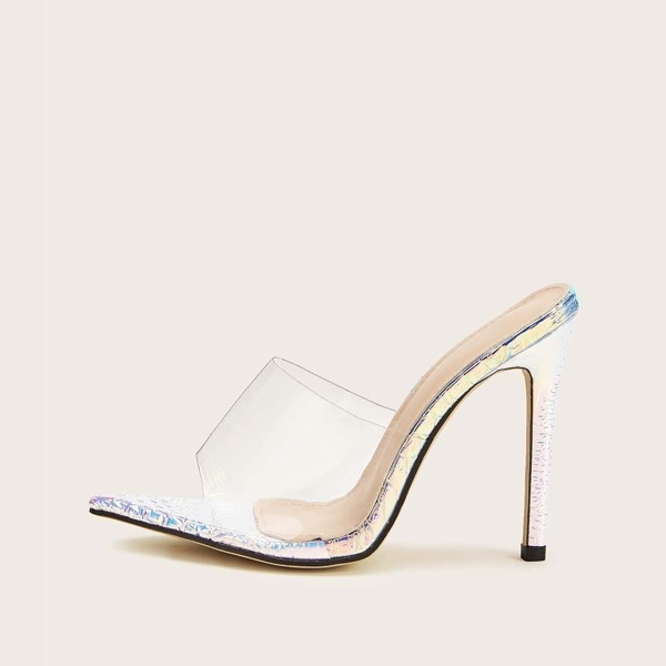 

Clear Open Toe Stiletto Heeled Mules