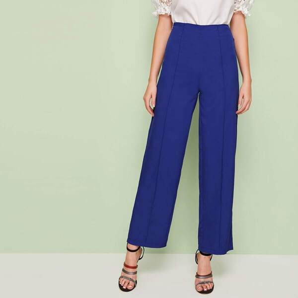 

Solid High Rise Tailored Pants