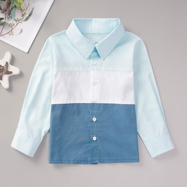 

Toddler Boys Button Through Color Block Shirts