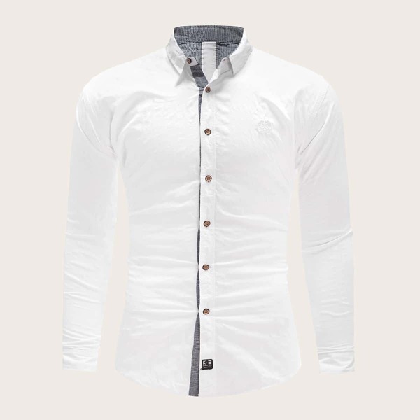 

Men Patched Embroidered Shirt