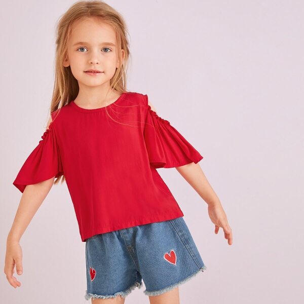 

Toddler Girls Open Shoulder Keyhole Back Blouse