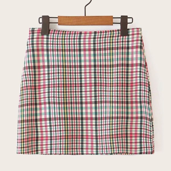

Plaid Sheath Mini Skirt