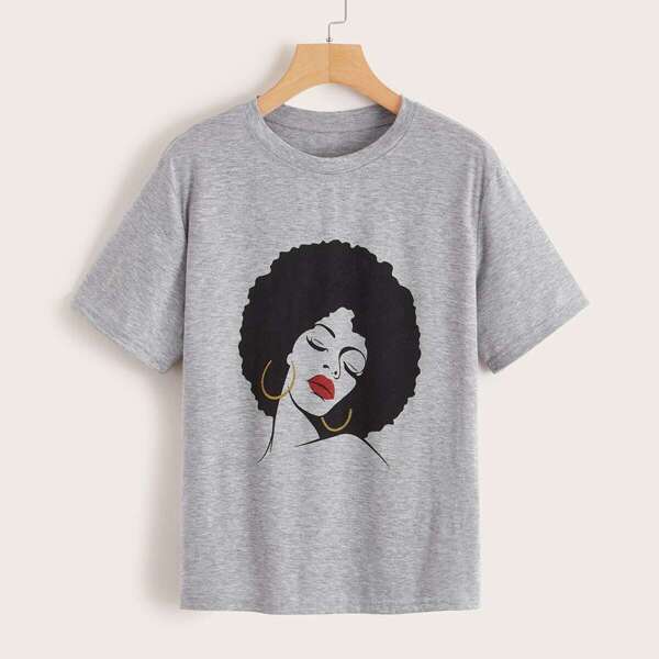 

Figure Print Short Sleeve Tee, Grey