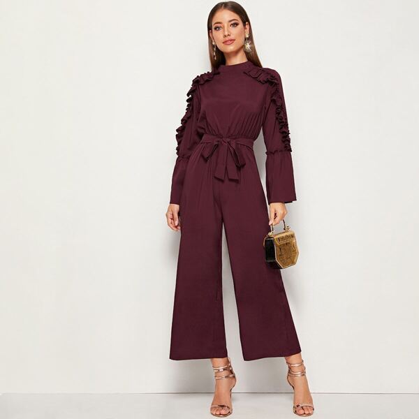 

Tie Waist Ruffle Wide Leg Jumpsuit