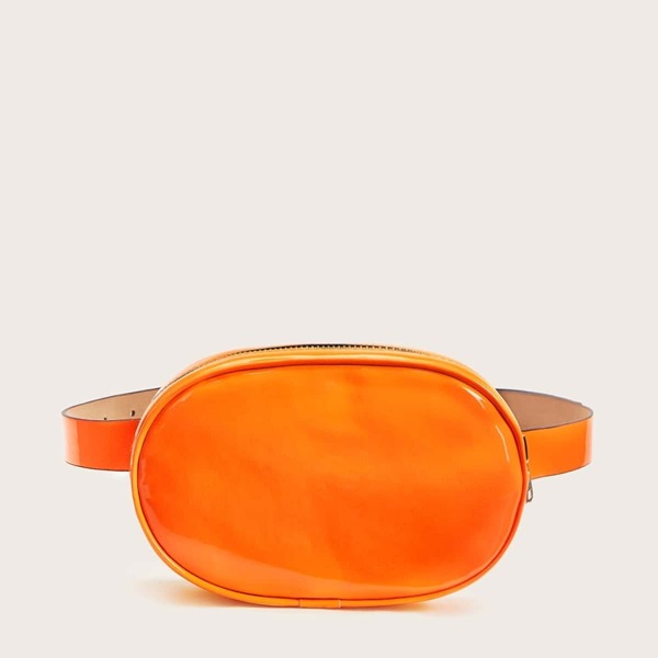 

Neon Orange Solid Oval Bum Bag