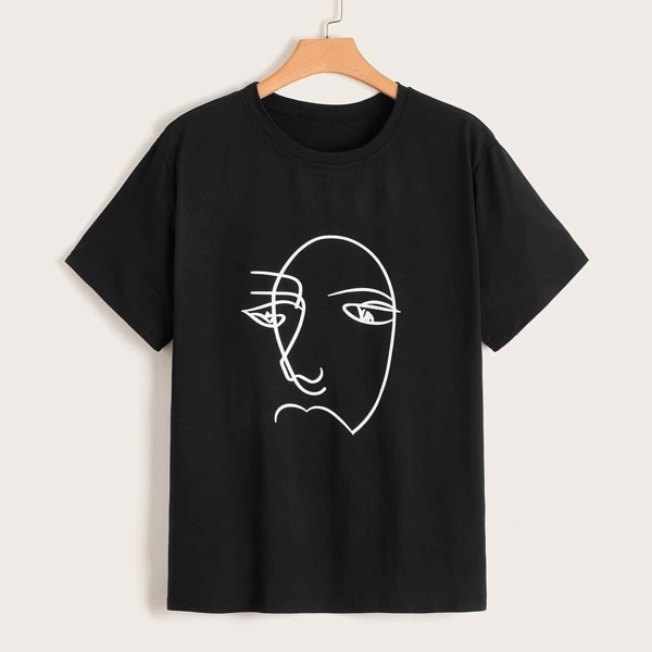 

Plus Figure Print Tee, Black