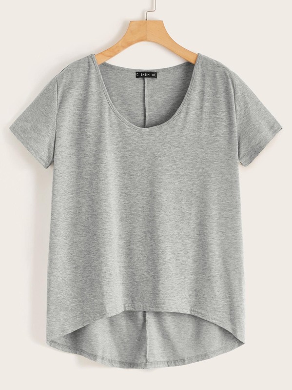 

Asymmetrical Hem Knit Tee, Grey