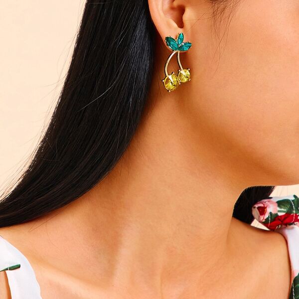 

Gemstone Design Cherry Earrings 1pair, Multicolor