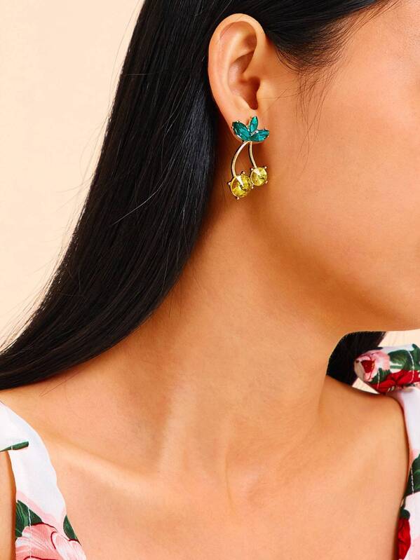 

Gemstone Design Cherry Earrings 1pair, Multicolor
