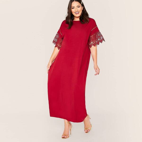 

Plus Guipure Lace Cuff Tunic Dress