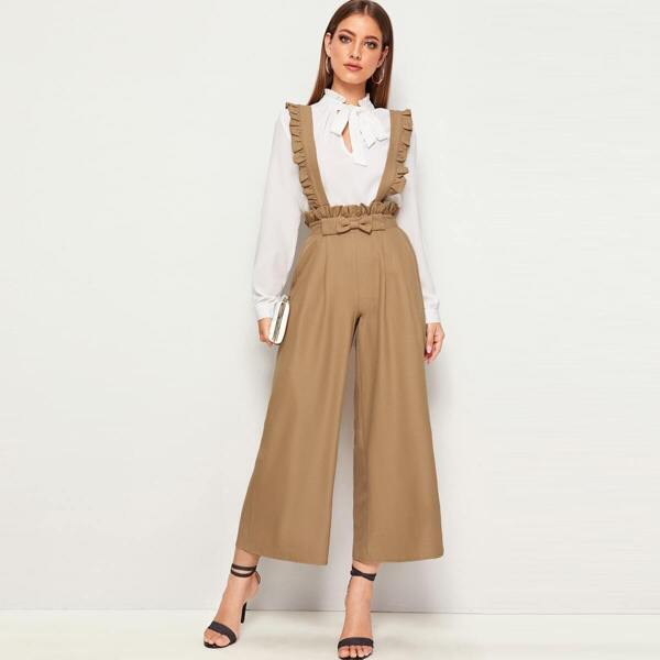 

Ruffle Trim Paperbag Wasit Suspender Palazzo Jumpsuit