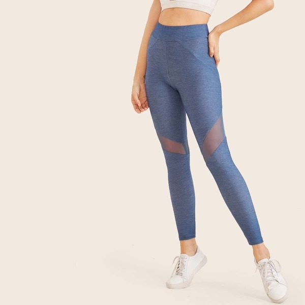 

Wide Waistband Mesh Insert Leggings